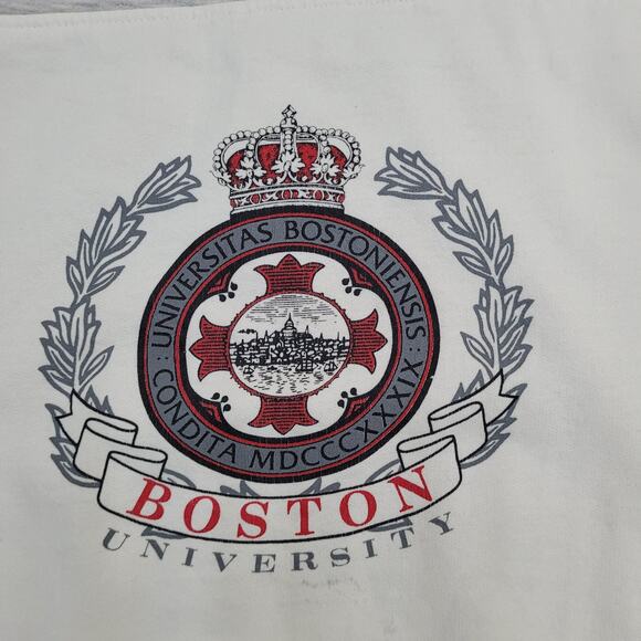 Vintage Boston University Sweatshirt Large 24x24 Baggy Crop - Picture 14 of 15